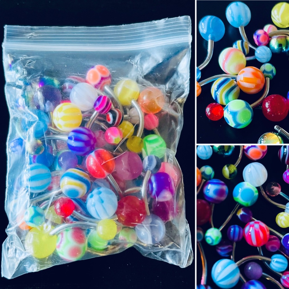 32 Count of Multi-Color Belly Button Rings (*NEVER Used*)